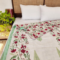 IKIGAI - Pure Mul Cotton Hand Block Printed Reversible Dohar Blanket With Cotton Flannel Filling IKIGAI - Pure Mul Cotton Hand Block Printed Reversible Dohar Blanket With Cotton Flannel Filling