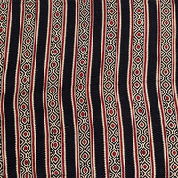 Pure Cotton Vegetable Dyed Ajrak Black With Cream And Red Intricate Border Stripes Hand Block Print Fabric Pure Cotton Vegetable Dyed Ajrak Black With Cream And Red Intricate Border Stripes Hand Block Print Fabric