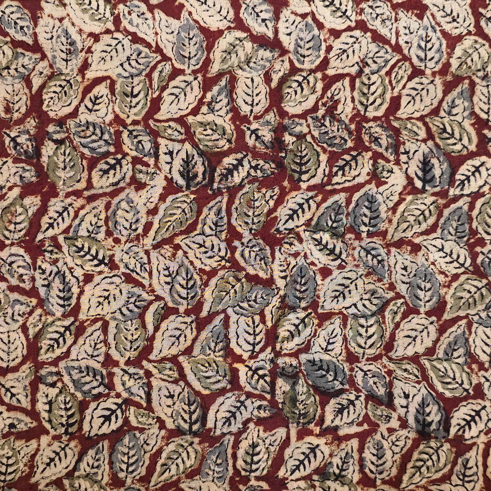Maroon - Natural Dyed Hand Block Print Cotton Kalamkari Fabric 21