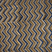 Pure Cotton Ajrak Cream With Blue Zig-Zag Hand Block Print Fabric Pure Cotton Ajrak Cream With Blue Zig-Zag Hand Block Print Fabric