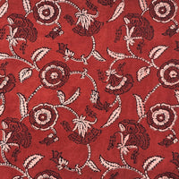 Pure Cotton Gad Ajrak Red With Cream Flower Jaal Hand Block Print Fabric Pure Cotton Gad Ajrak Red With Cream Flower Jaal Hand Block Print Fabric