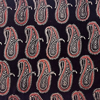 Pure Cotton Ajrak Vegetable Dyed Black With Red Big Kairi Motif Hand Block Print Fabric Pure Cotton Ajrak Vegetable Dyed Black With Red Big Kairi Motif Hand Block Print Fabric