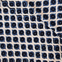 Pure Cotton Gad Ajrak Black With Blue And Off White Intricate Design Hand Block Print Fabric Pure Cotton Gad Ajrak Black With Blue And Off White Intricate Design Hand Block Print Fabric