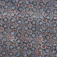 Pure Cotton Gad Ajrak Black With Blue And Maroon Intricate Design Hand Block Print Fabric Pure Cotton Gad Ajrak Black With Blue And Maroon Intricate Design Hand Block Print Fabric