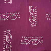 Pure Cotton Screen Print Magenta With White Fabric Pure Cotton Screen Print Magenta With White Fabric