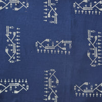 Pure Cotton screen print Navy Blue With White Fabric Pure Cotton screen print Navy Blue With White Fabric