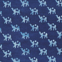 Pure Slub Cotton Indigo Camel Motif Hand Block Print Fabric Pure Slub Cotton Indigo Camel Motif Hand Block Print Fabric
