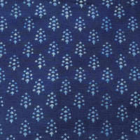 Pure Slub Cotton Indigo With Dotted Leaves Hand Block Print Fabric Pure Slub Cotton Indigo With Dotted Leaves Hand Block Print Fabric