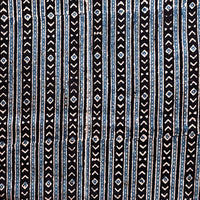 Pure Cotton Ajrak Black With Blue Border Stripes Hand Block Print Fabric Pure Cotton Ajrak Black With Blue Border Stripes Hand Block Print Fabric