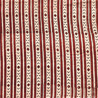 Pure Cotton Ajrak Cream With Red Border Stripes Hand Block Print Fabric Pure Cotton Ajrak Cream With Red Border Stripes Hand Block Print Fabric