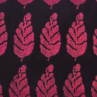 Pure Cotton Bagh Black And Pink Big Leaf With Border Hand Block Print Fabric Pure Cotton Bagh Black And Pink Big Leaf With Border Hand Block Print Fabric