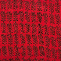 Pure Cotton Bagh Red And Black Flower Motif With Border Hand Block Print Fabric Pure Cotton Bagh Red And Black Flower Motif With Border Hand Block Print Fabric