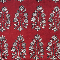 Pure Cotton Bagh Marron With Cream Big Flower Motif Hand Block Print Fabric Pure Cotton Bagh Marron With Cream Big Flower Motif Hand Block Print Fabric