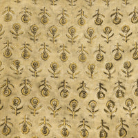 Pure Cotton Vanaspati Ajrak Sandy With Small Flower Motif Hand Block Print Fabric Pure Cotton Vanaspati Ajrak Sandy With Small Flower Motif Hand Block Print Fabric