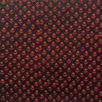 Pure Cotton Gamthi Black With Rust Red Tiny Flower Motif Hand Block Print Fabric Pure Cotton Gamthi Black With Rust Red Tiny Flower Motif Hand Block Print Fabric