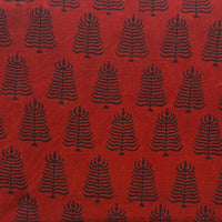 Pure Cotton Gamthi Rust Red With Black Leaves Hand Block Print Fabric Pure Cotton Gamthi Rust Red With Black Leaves Hand Block Print Fabric