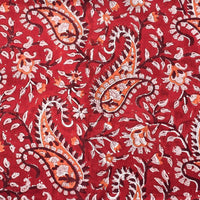 Pure Cotton Jaipuri Red With Orange Kairi Jaal Hand Block Print Fabric Pure Cotton Jaipuri Red With Orange Kairi Jaal Hand Block Print Fabric