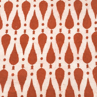 Pure Cotton Dabu White With Reddish Orange Leaves Motif Hand Block Print Fabric Pure Cotton Dabu White With Reddish Orange Leaves Motif Hand Block Print Fabric