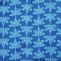 Pure Cotton Dabu Bright Blue With White Flower Creeper Hand Block Print Fabric Pure Cotton Dabu Bright Blue With White Flower Creeper Hand Block Print Fabric
