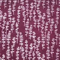 Pure Cotton Dabu Old Mauve With White Leaves Creeper Hand Block Print Fabric Pure Cotton Dabu Old Mauve With White Leaves Creeper Hand Block Print Fabric
