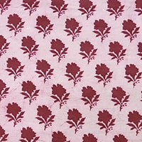 Pure Cotton Dabu Old Mauve With White Flower Motif Hand Block Print Fabric Pure Cotton Dabu Old Mauve With White Flower Motif Hand Block Print Fabric