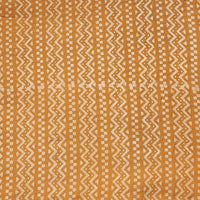 Pure Cotton Dabu Mustard With Off White Zig Zag Border Hand Block Print Fabric Pure Cotton Dabu Mustard With Off White Zig Zag Border Hand Block Print Fabric