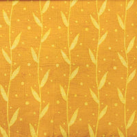 Pure Cotton Dabu Yellow With Cream Leaves Creeper Hand Block Print Fabric Pure Cotton Dabu Yellow With Cream Leaves Creeper Hand Block Print Fabric