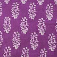 Pure Cotton Dabu Purple With Off White Plant Motif Hand Block Print Fabric Pure Cotton Dabu Purple With Off White Plant Motif Hand Block Print Fabric