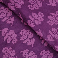 Pure Cotton Dabu Purple With Light Plant Motif Hand Block Print Fabric Pure Cotton Dabu Purple With Light Plant Motif Hand Block Print Fabric