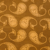 Pure Cotton Dabu Brownish Yellow With Kairi Jaal Hand Block Print Fabric Pure Cotton Dabu Brownish Yellow With Kairi Jaal Hand Block Print Fabric
