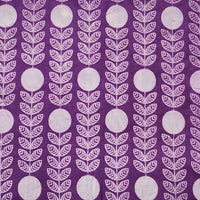 Pure Cotton Dabu Purple With Off White Leaves Creeper Stripes Hand Block Print Fabric Pure Cotton Dabu Purple With Off White Leaves Creeper Stripes Hand Block Print Fabric