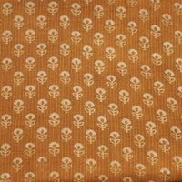 Pure Cotton Dabu Katha Ochre With White Flower Motif Hand Block Print Fabric Pure Cotton Dabu Katha Ochre With White Flower Motif Hand Block Print Fabric