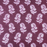 Pure Cotton Dabu Purple With White Plant Motif With Katha Stripes Hand Block Print Pure Cotton Dabu Purple With White Plant Motif With Katha Stripes Hand Block Print
