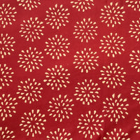 Pure Cotton Discharge Red With White Flower Motif Hand Block Print Fabric Pure Cotton Discharge Red With White Flower Motif Hand Block Print Fabric