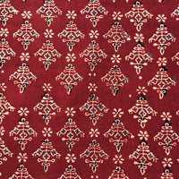 Pure Cotton Ajrak Red With Blue Intricate Design Hand Block Print Fabric Pure Cotton Ajrak Red With Blue Intricate Design Hand Block Print Fabric