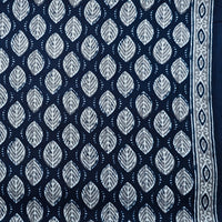 Pure Cotton Screen Print Navy Blue With Grey Leaf Fabric Pure Cotton Screen Print Navy Blue With Grey Leaf Fabric