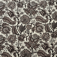 Pure Cotton Screen Print Brown With Light Beige Flower Jaal Fabric Pure Cotton Screen Print Brown With Light Beige Flower Jaal Fabric