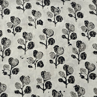 Pure Cotton Screen Print Grey With Black Flower Motifs Fabric Pure Cotton Screen Print Grey With Black Flower Motifs Fabric
