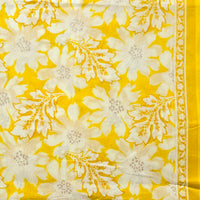 Pure Cotton Screen Print Yellow With White Flower Jaal Fabric Pure Cotton Screen Print Yellow With White Flower Jaal Fabric