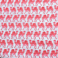 Pure Cotton Screen Print White With Peach Camel Motif Fabric Pure Cotton Screen Print White With Peach Camel Motif Fabric