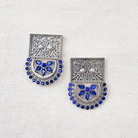 BALAMANI-Blue Stone German Oxidized Earring BALAMANI-Blue Stone German Oxidized Earring