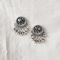 BALAMANI-Elephant Design With Pearls German Oxidised Earrings BALAMANI-Elephant Design With Pearls German Oxidised Earrings