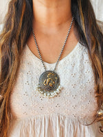 Neckpiece - Peacock Face Tribal With Pearls German Oxidised Neckpiece Neckpiece - Peacock Face Tribal With Pearls German Oxidised Neckpiece