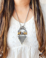 Neckpiece -Cow Motif With Geometry And Pearls German Oxidised Neckpiece Neckpiece -Cow Motif With Geometry And Pearls German Oxidised Neckpiece