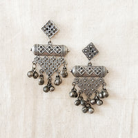 BALAMANI-Silver Triangle Design With Ghungroo German Oxidized Earring BALAMANI-Silver Triangle Design With Ghungroo German Oxidized Earring