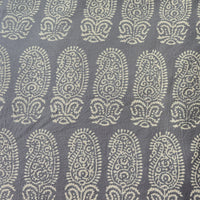 Pure Cotton Gamthi Grey With Cream Kairi Motif Hand Block Print Fabric Pure Cotton Gamthi Grey With Cream Kairi Motif Hand Block Print Fabric