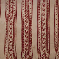 Pure Cotton Bagru Peach With Red Flower Border Stripes Hand Block Print Fabric Pure Cotton Bagru Peach With Red Flower Border Stripes Hand Block Print Fabric