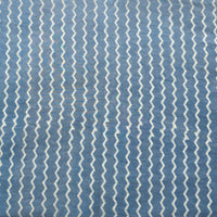 Pure Cotton Dabu Blue With Off White Zig-Zag Hand Block Print Fabric Pure Cotton Dabu Blue With Off White Zig-Zag Hand Block Print Fabric