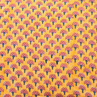 Pure Cotton Jaipuri Yellow With Flower Motif Hand Block Print Fabric Pure Cotton Jaipuri Yellow With Flower Motif Hand Block Print Fabric