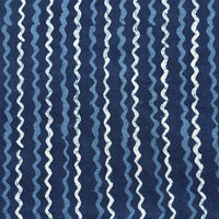 Pure Cotton Indigo white with Blue Zig -Zag stripes Hand Block Print Fabric Pure Cotton Indigo white with Blue Zig -Zag stripes Hand Block Print Fabric